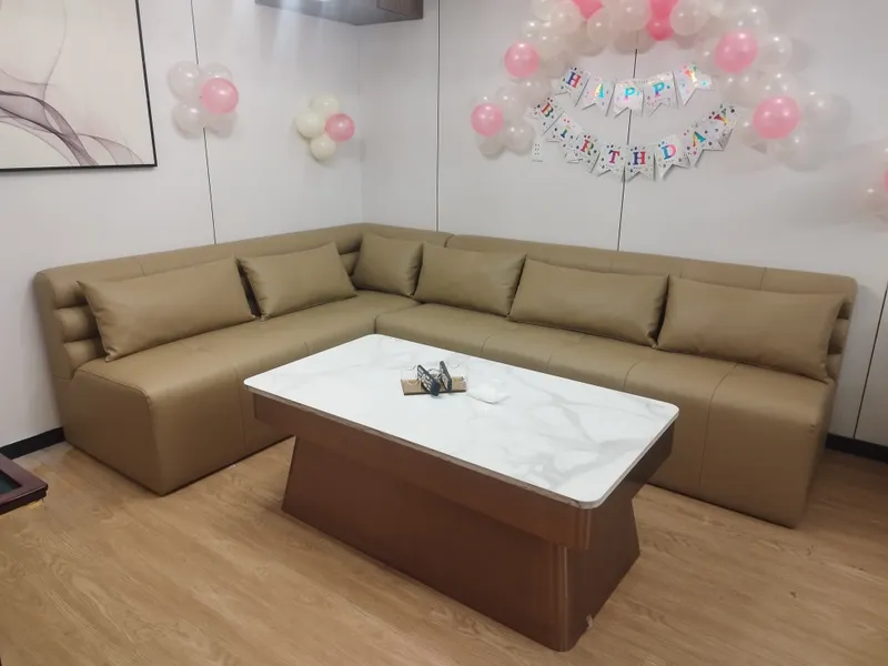 Restored leather home sofa - L-Shape