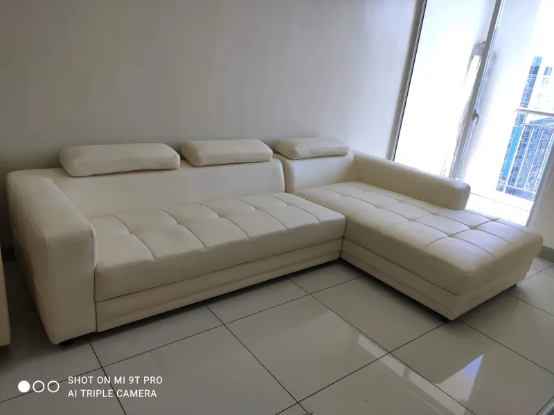 Restored leather home sofa - L-Shape