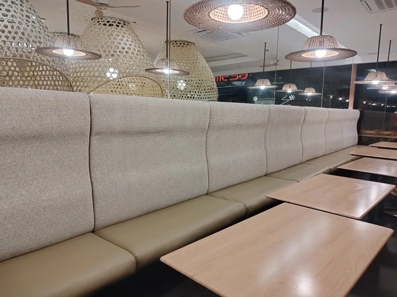 Repaired restaurant booth at Mesa